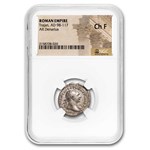 Roman AR Silver Denarius Emperor Trajan (98-117 AD) Ch Fine NGC