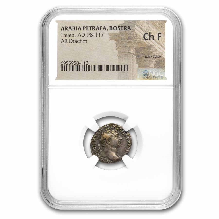 Roman AR Silver Denarius Emperor Trajan (98-117 AD) Ch Fine NGC