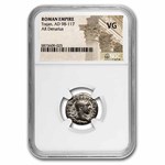 Roman AR Silver Denarius Emperor Trajan (98-117 AD) VG NGC