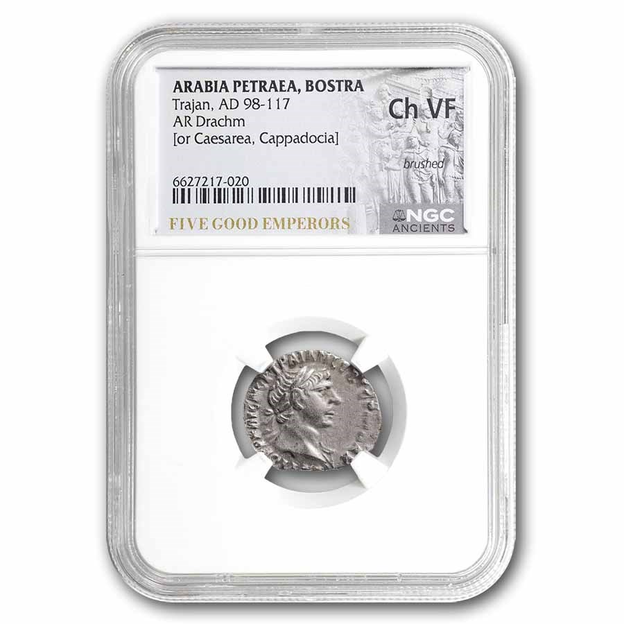 Roman Arabia AR Drachm Trajan (98-117 AD) Ch VF NGC