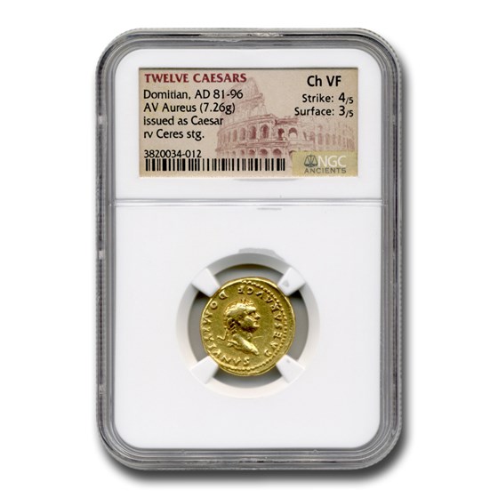 Roman AV Aureus Emperor Domitian (81-96 AD) CH VF NGC Roman AV Aureus Emperor Domitian (81-96 AD) CH VF NGC
