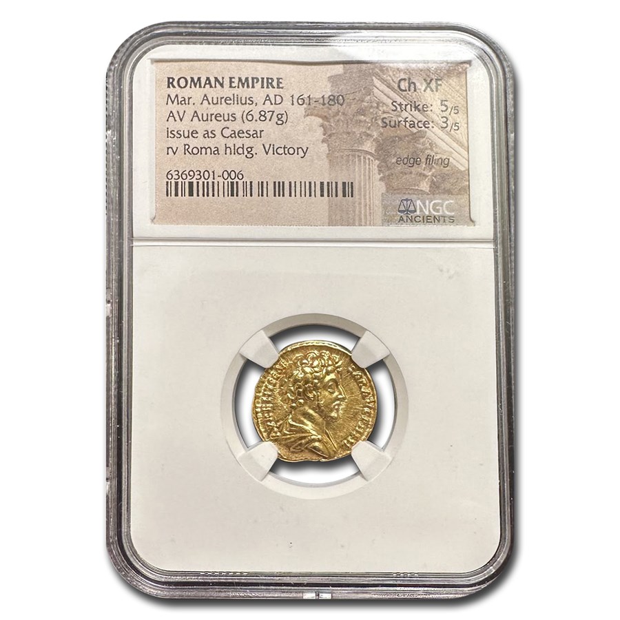 Roman AV Aureus Marcus Aurelius (161-180 AD) CH. XF NGC