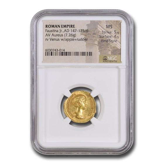 Roman AV Gold Aureus Faustina Jr (147-75/6 AD) MS NGC (5/4) Roman AV Gold Aureus Faustina Jr (147-75/6 AD) MS NGC (5/4)