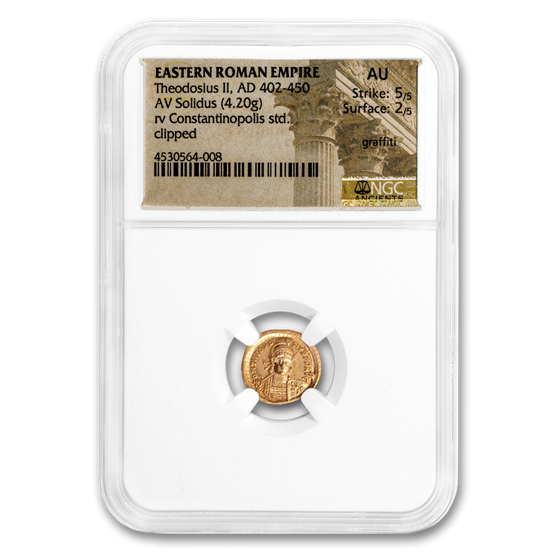 Roman AV Solidus Theodosius II/Constantin. (402-450 AD) AU NGC Roman AV Solidus Theodosius II/Constantin. (402-450 AD) AU NGC