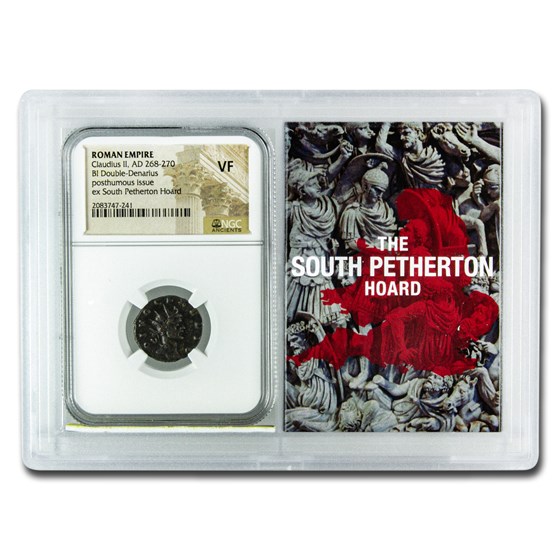 Roman BI Dbl Denarius Claudius II VF NGC (Petherton Hoard Vault) Roman BI Dbl Denarius Claudius II VF NGC (Petherton Hoard Vault)
