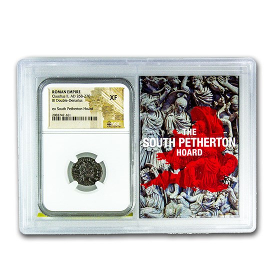 Roman BI Dbl Denarius Claudius II XF NGC (Petherton Hoard Vault) Roman BI Dbl Denarius Claudius II XF NGC (Petherton Hoard Vault)