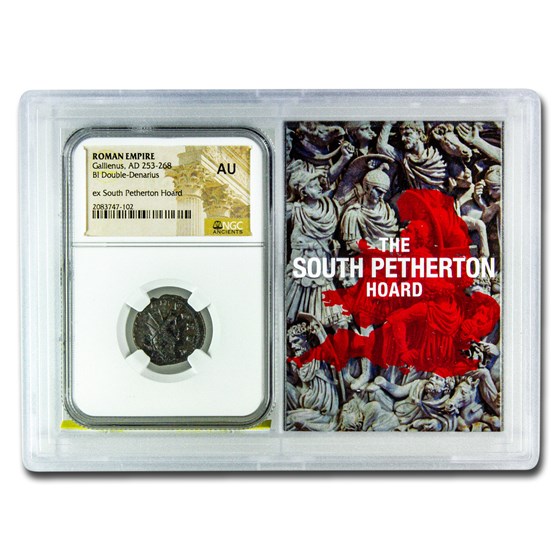 Roman BI Dbl Denarius Gallienus AU NGC (Petherton Hoard Vault) Roman BI Dbl Denarius Gallienus AU NGC (Petherton Hoard Vault)