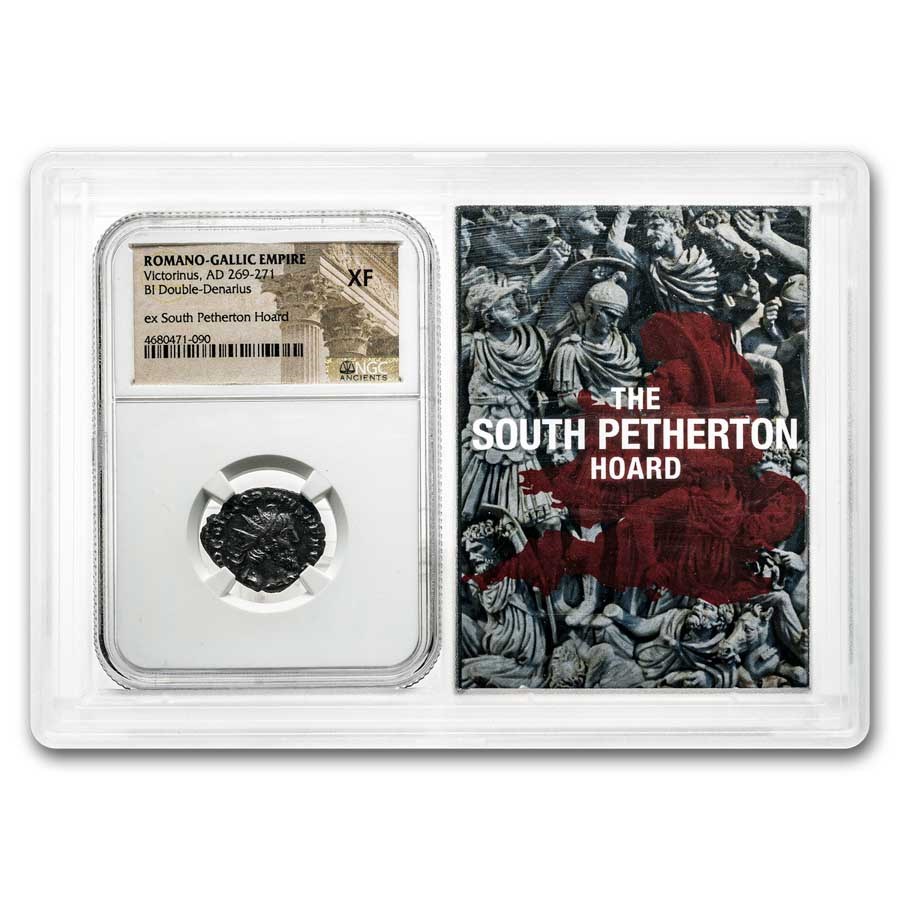 Roman BI Dbl Denarius Victorinus XF NGC (Petherton Hoard Vault)