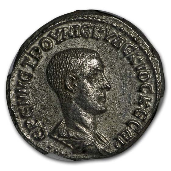 Roman BI Tetradrachm Herennius Etruscus (251 AD) AU NGC