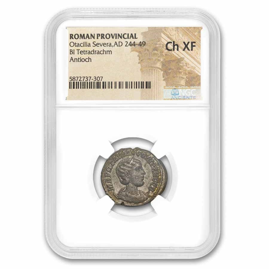 Roman BI Tetradrachm Otacillia Severa (244-49 AD) Ch XF NGC