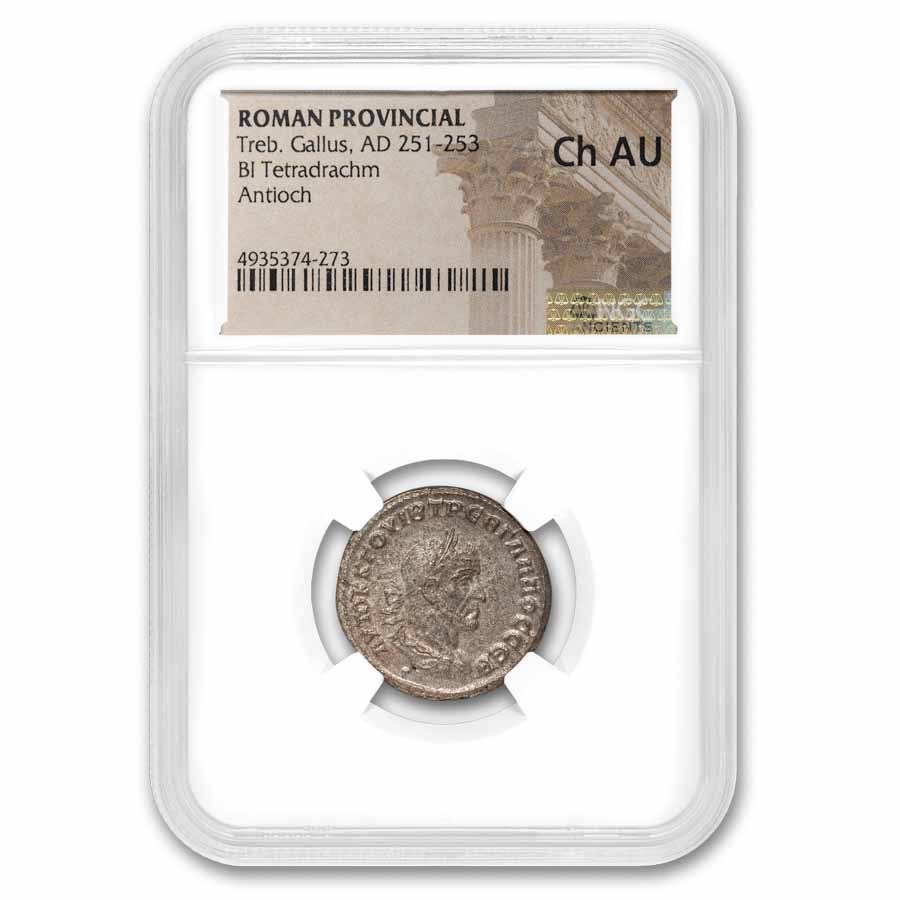 Roman BI Tetradrachm Treb Gallus (251-253 AD) Ch AU NGC