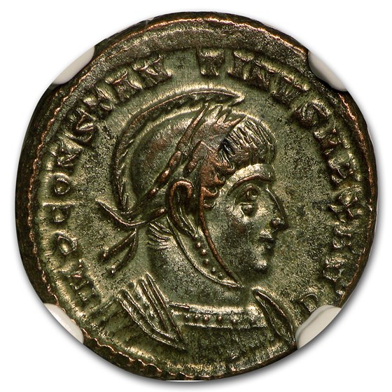 Roman Bronze AE3 Emperor Constantine I CH AU NGC (307-337 AD) Roman Bronze AE3 Emperor Constantine I CH AU NGC (307-337 AD)