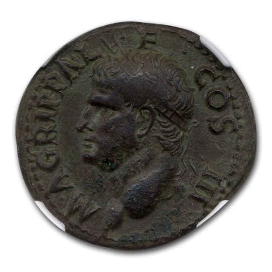Roman Bronze As Agrippa Emperor Caligula (12 BC) Ch VF NGC Roman Bronze As Agrippa Emperor Caligula (12 BC) Ch VF NGC
