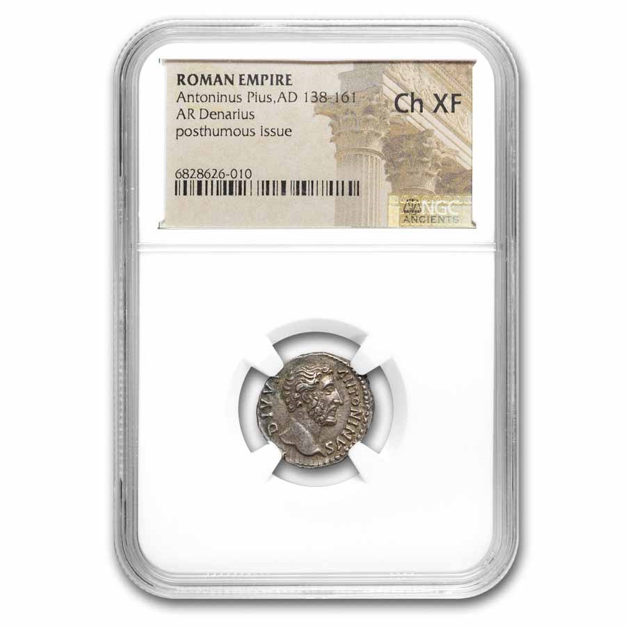 Roman Denarius Antoninus Pius (138-161 AD) CH XF NGC (Random)