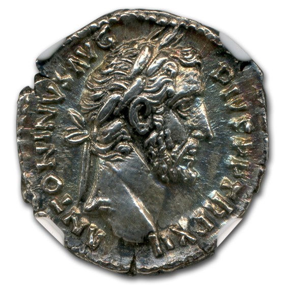 Roman Denarius Emperor Antoninus Pius (138-161 AD) Ch AU NGC Roman Denarius Emperor Antoninus Pius (138-161 AD) Ch AU NGC