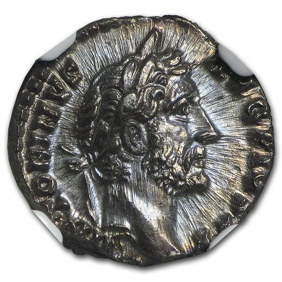 Roman Denarius Emperor Antoninus Pius (138-161 AD) Ch AU NGC Roman Denarius Emperor Antoninus Pius (138-161 AD) Ch AU NGC