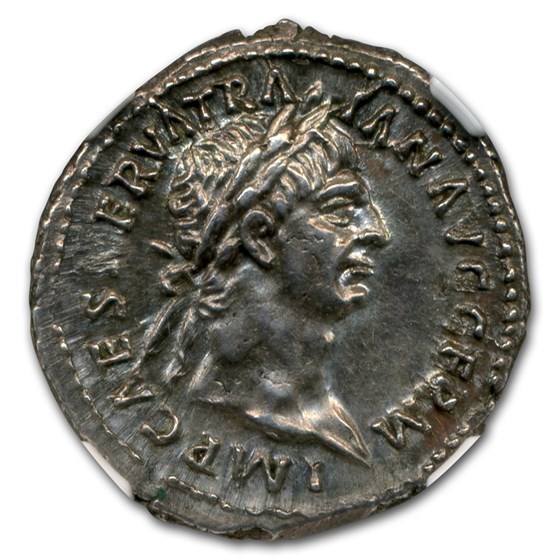 Roman Denarius Emperor Trajan (98-117 AD) Ch AU NGC Roman Denarius Emperor Trajan (98-117 AD) Ch AU NGC