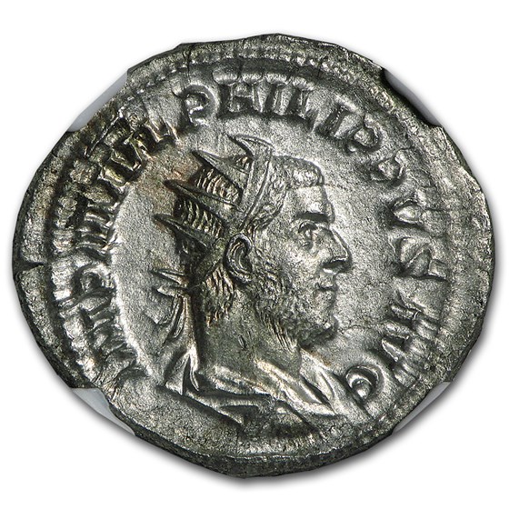 Roman Double Denarius Emperor Phillip I (244-249 AD) AU NGC Roman Double Denarius Emperor Phillip I (244-249 AD) AU NGC