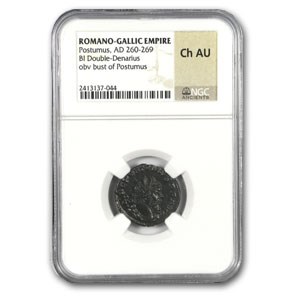 Roman Double Denarius Emperor Postumus Ch-AU NGC (260-269 AD) Roman Double Denarius Emperor Postumus Ch-AU NGC (260-269 AD)