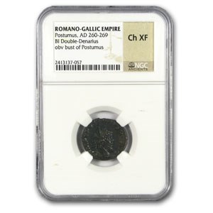 Roman Double Denarius Emperor Postumus Ch-XF NGC (260-269 AD) Roman Double Denarius Emperor Postumus Ch-XF NGC (260-269 AD)