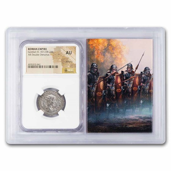 Roman Double Denarius Gordian III NGC AU (238-244 AD, Vault)