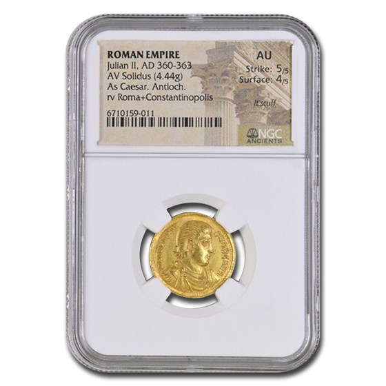 Roman Emp AV Solidus (360-363) AD Julian II AU NGC (RIC VIII 169) Roman Emp AV Solidus (360-363) AD Julian II AU NGC (RIC VIII 169)