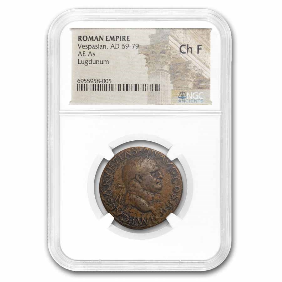 Roman Empire AE As Emperor Vespasian (69-79 AD) Ch Fine NGC