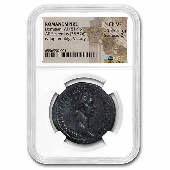 Roman Empire AE Sestertius Domitian 81-96 AD Ch VF NGC RIC II 751