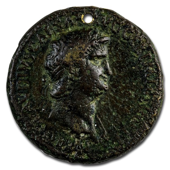 Roman Empire AE Sestertius Nero (65 AD) VF (RIC I 437) (Holed) Roman Empire AE Sestertius Nero (65 AD) VF (RIC I 437) (Holed)