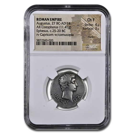 Roman Empire AR Cistophorus Augustus 25-20 BC VF NGC (RIC I 480)