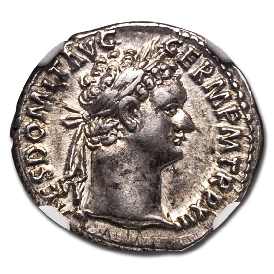 Roman Empire AR Denarius Domitian (81-96 AD) AU NGC (RIC II 446) Roman Empire AR Denarius Domitian (81-96 AD) AU NGC (RIC II 446)