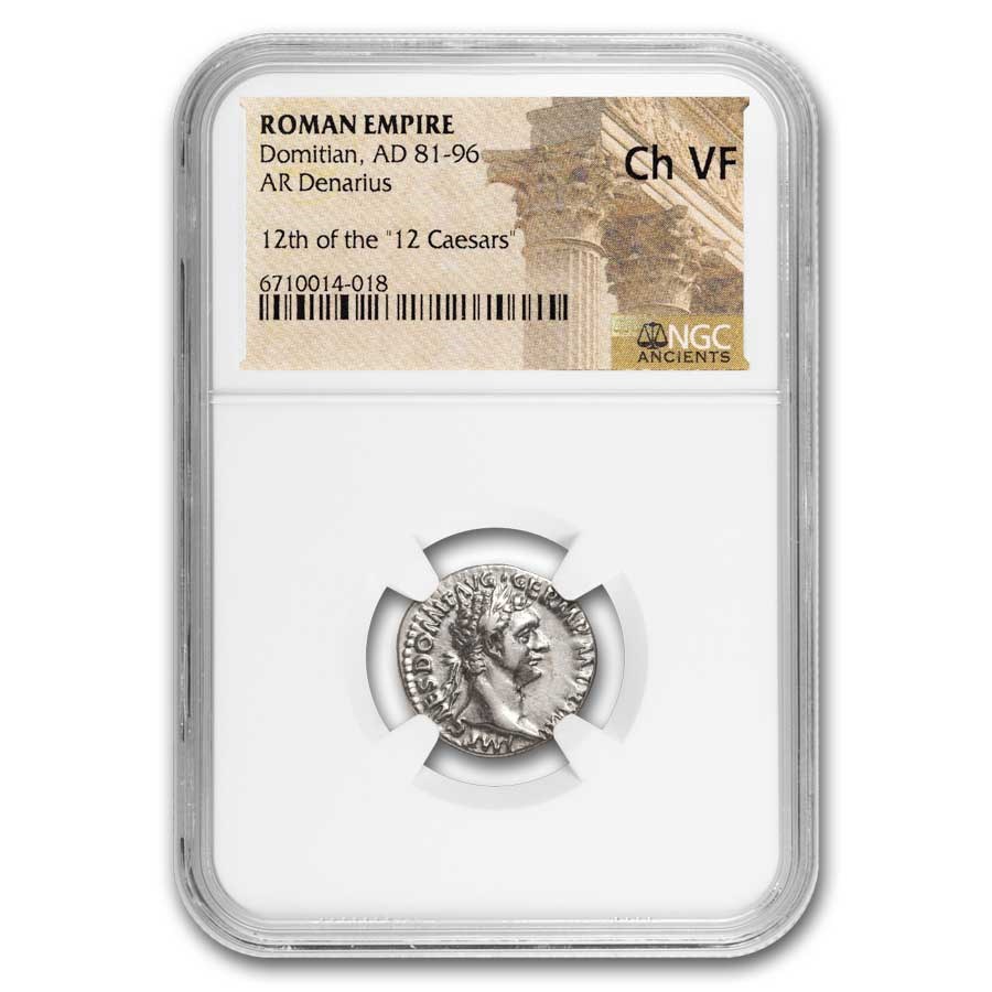 Roman Empire AR Denarius Domitian 81-96 AD Ch VF NGC Random Coin