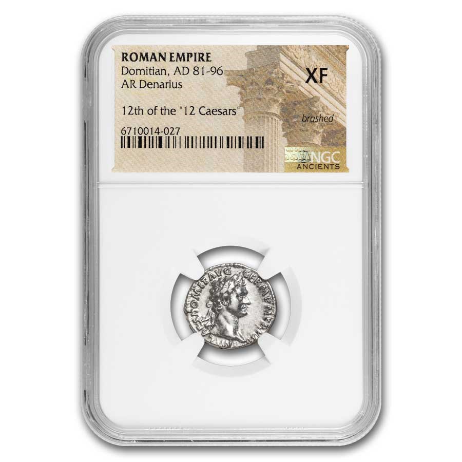 Roman Empire AR Denarius Domitian 81-96 AD XF NGC (Random Coin)