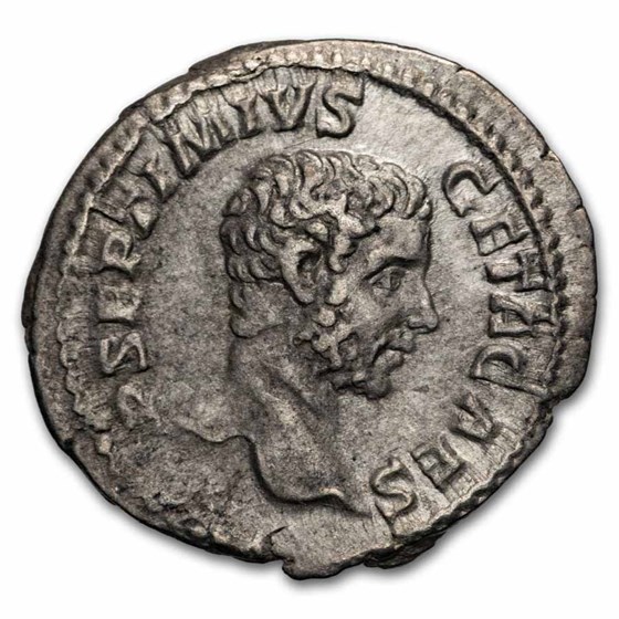 Roman Empire AR Denarius Geta 198-209 AD AU (RIC IV 59a)