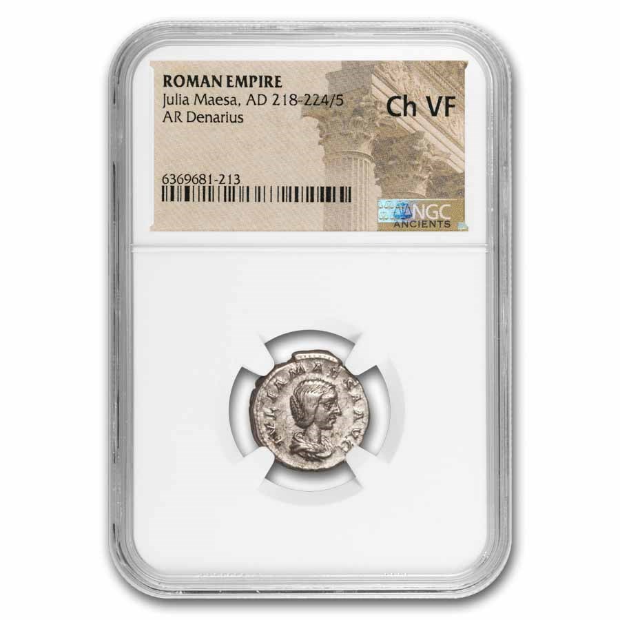Roman Empire AR Denarius Julia Maesa (218-245 AD) Ch VF NGC