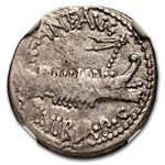 Roman Empire AR Denarius Marc Antony Legion XIII 30 BC Fine NGC