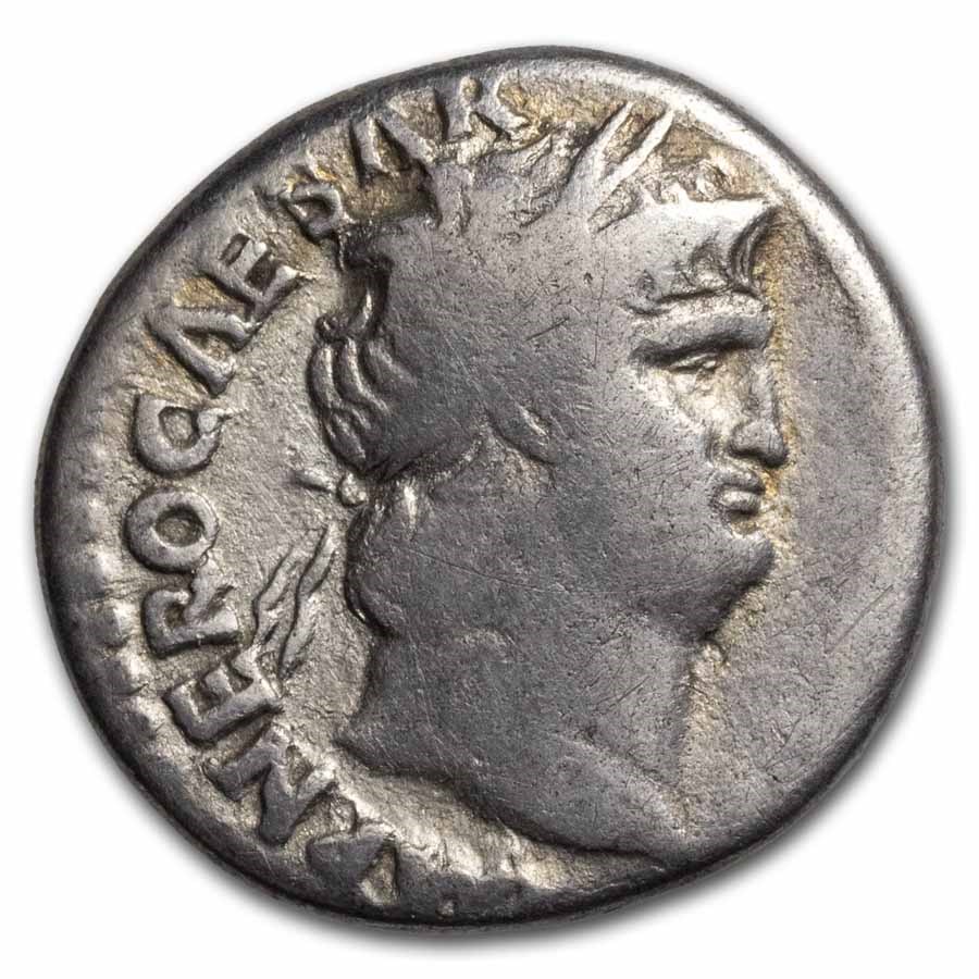 64 Ad Rome Ruler Roman Empire AR Denarius Nero (66-67 AD) Fine (RIC I 64)