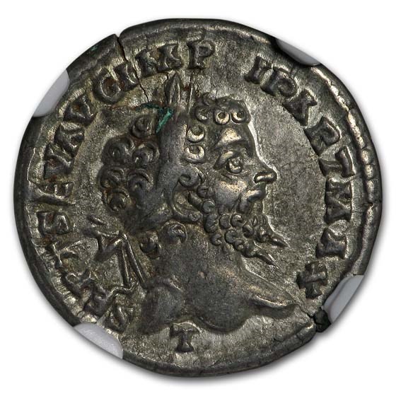Roman Empire AR Denarius Severus (193-211 AD) XF NGC (Plated)