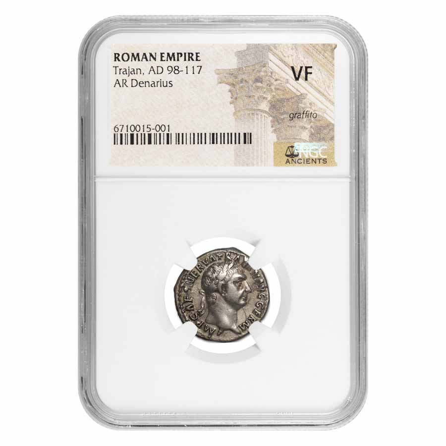Roman Empire AR Denarius Trajan (98-117 AD) VF NGC (Random Coin)