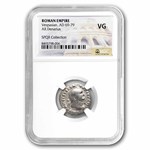 Roman Empire AR Denarius Vespasian 69-79 AD VG NGC (Random Coin)