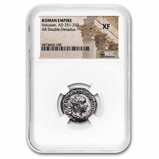 Roman Empire AR Double Denarius Volusian (251-253 AD) XF NGC Roman Empire AR Double Denarius Volusian (251-253 AD) XF NGC