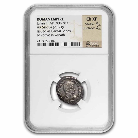 Roman Empire AR Siliqua Julian II (360-63 AD) Ch XF NGC (5/5,4/5) Roman Empire AR Siliqua Julian II (360-63 AD) Ch XF NGC (5/5,4/5)