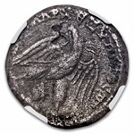 Roman Empire AR Tetradrachm Macrinus (217-218 AD) Ch F NGC