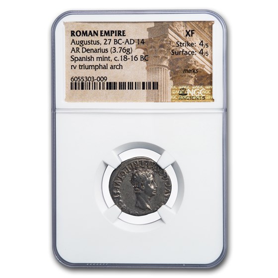 Roman Empire Augustus AR Denarius (18-16 BC) XF NGC (RIC I 137) Roman Empire Augustus AR Denarius (18-16 BC) XF NGC (RIC I 137)