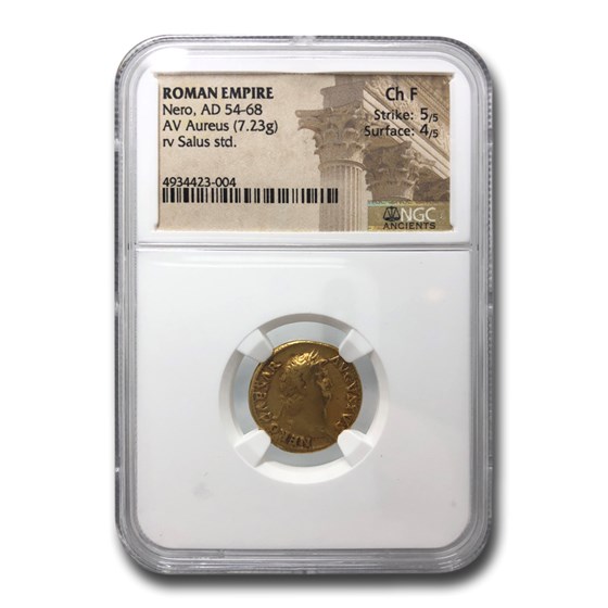 Roman Empire AV Aureus Emperor Nero (54-68 AD) Ch Fine NGC Roman Empire AV Aureus Emperor Nero (54-68 AD) Ch Fine NGC
