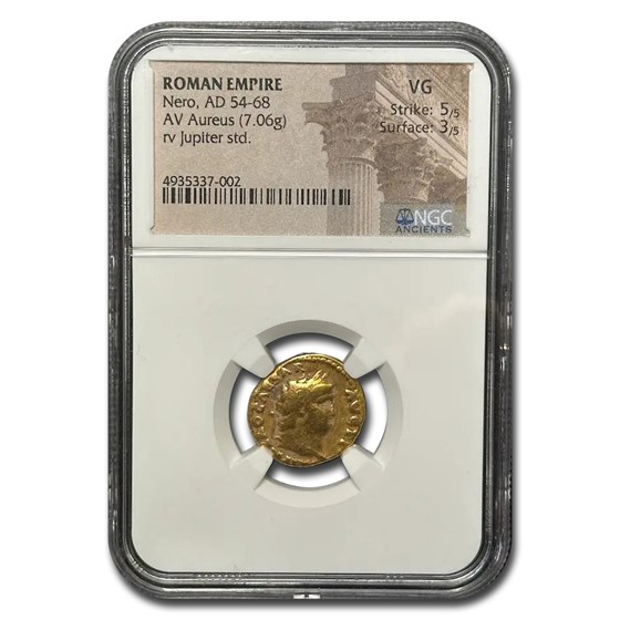 Roman Empire AV Aureus Emperor Nero (54-68 AD) VG NGC (RIC I 63) Roman Empire AV Aureus Emperor Nero (54-68 AD) VG NGC (RIC I 63)