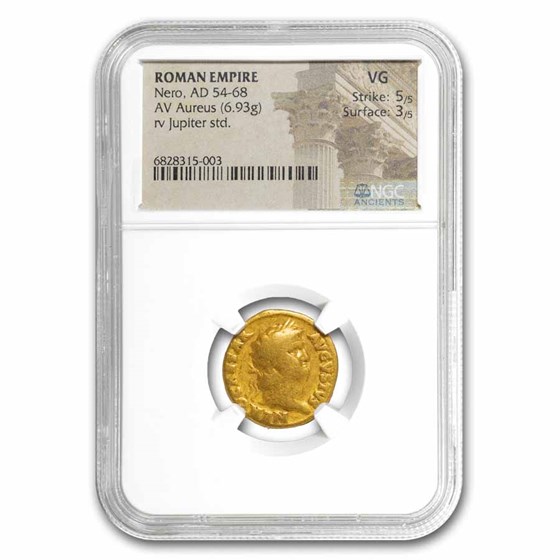 Roman Empire AV Aureus Nero (54-68 AD) VG NGC (RIC I 52, 5/3)