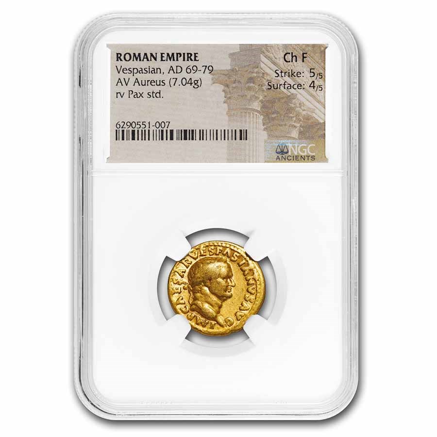 Roman Empire AV Aureus Vespasian 69-79 AD Ch Fine NGC RIC II 1311