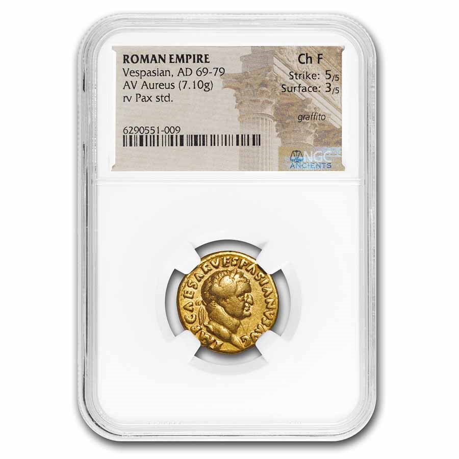 Roman Empire AV Aureus Vespasian 69-79 AD Ch Fine NGC RIC II 1311