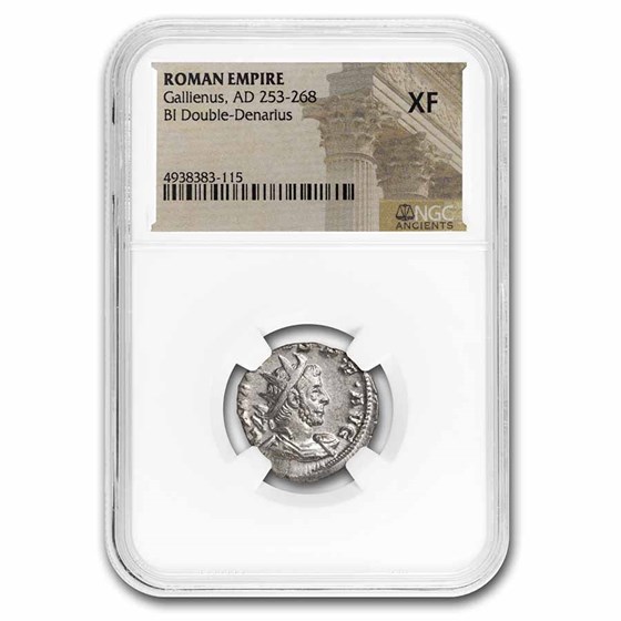 Roman Empire BI Dbl Denarius Emp. Gallienus (253-268 AD) XF NGC Roman Empire BI Dbl Denarius Emp. Gallienus (253-268 AD) XF NGC